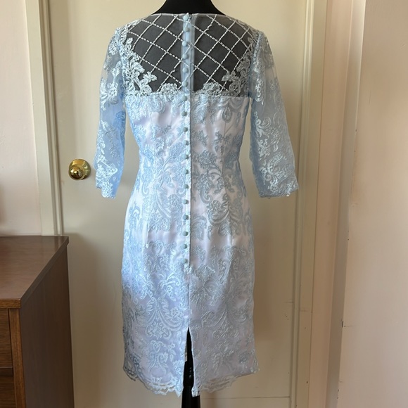 Baby Blue Embroidered Mesh Mother of the Bride Dress 6 EUC - Picture 6 of 13